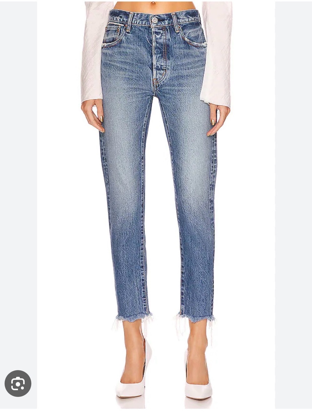 Moussy Vintage Women's Burbank Cropped Straight Jeans with Frayed Hem